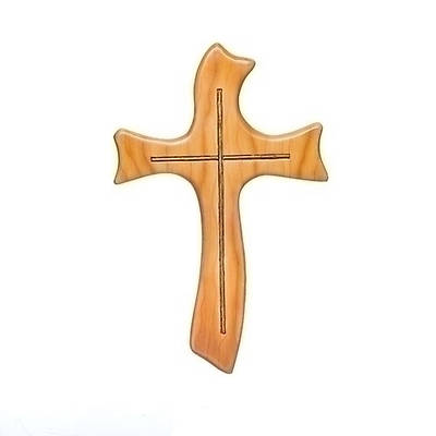 Picture of Wood and Metal Curved Wall Cross 12.25"