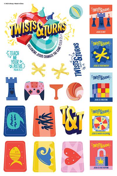 Picture of Vacation Bible School VBS 2023 Twists & Turns Theme Stickers 10 Sheets