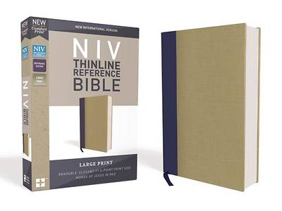 Picture of NIV, Thinline Reference Bible, Large Print, Cloth Over Board, Blue/Tan, Red Letter Edition, Comfort Print