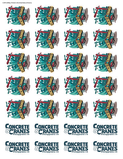 Picture of Vacation Bible School (VBS) 2020 Concrete and Cranes Logo Stickers 10 Sheets