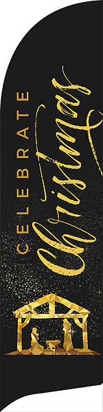 Picture of Celebrate Christmas Nativity Black and Gold Flag Banner