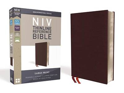 Picture of NIV, Thinline Reference Bible, Large Print, Bonded Leather, Burgundy, Red Letter Edition, Comfort Print