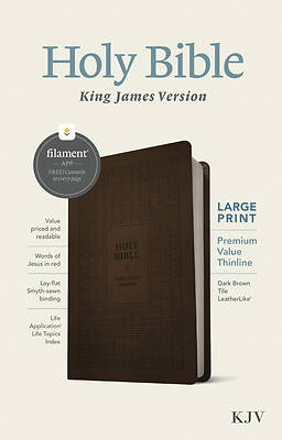 Picture of KJV Large Print Premium Value Thinline Bible, Filament Enabled Edition (Red Letter, Leatherlike, Dark Brown Tile)