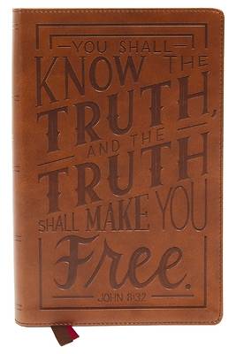 Picture of Nkjv, Personal Size Large Print End-Of-Verse Reference Bible, Verse Art Cover Collection, Leathersoft, Brown, Red Letter, Comfort Print