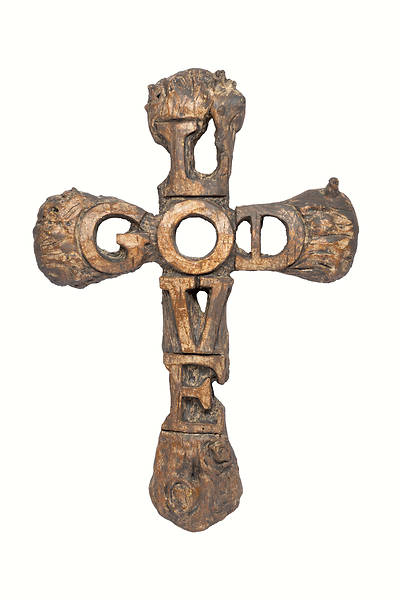Picture of Love God Rustic Resin Wall Cross 10"