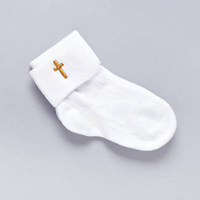 Picture of Baptism Socks with Embroidered Gold Cross