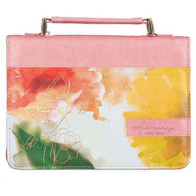 Picture of is Mercy Never Fails Pastel Meadow Pink Watercolor Faux Leather Bible Cover Large