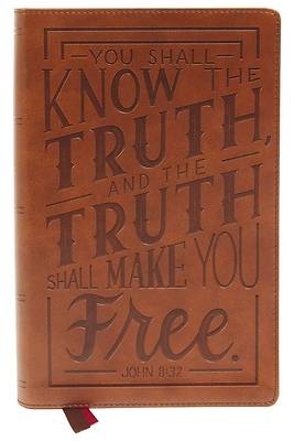 Picture of Nkjv, Personal Size Large Print End-Of-Verse Reference Bible, Verse Art Cover Collection, Leathersoft, Brown, Red Letter, Thumb Indexed, Comfort Print