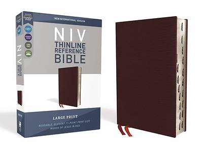 Picture of NIV, Thinline Reference Bible, Large Print, Bonded Leather, Burgundy, Red Letter Edition, Indexed, Comfort Print