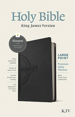 Picture of KJV Large Print Premium Value Thinline Bible, Filament Enabled Edition (Red Letter, Leatherlike, Black Celtic Cross)