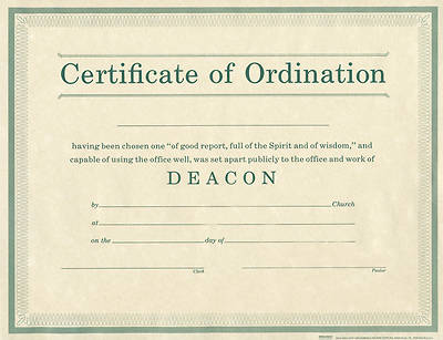 Picture of Certificate Ordination for Deacon