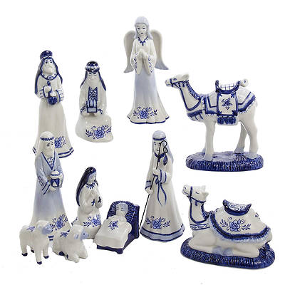 Picture of Delft Blue Porcelain Nativity Set 11pc