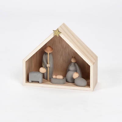 Picture of Concrete and Wood Nativity (6 Piece)