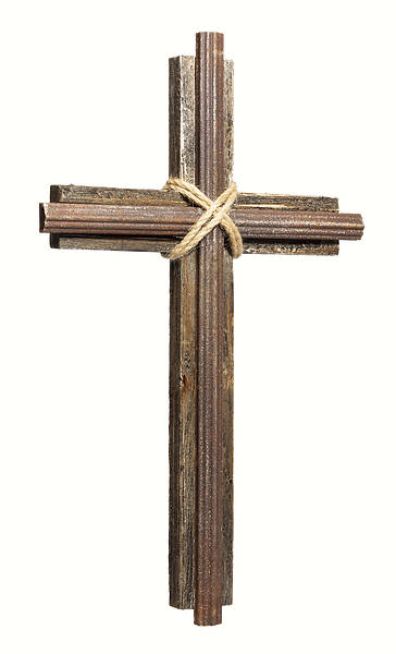 Picture of Wood and Metal and Twine Wall  Cross 15 1/2"H