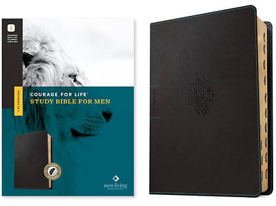 Picture of NLT Courage for Life Study Bible for Men, Filament-Enabled Edition (Leatherlike, Onyx Lion, Indexed)