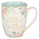 Picture of Walk By Faith Robin's Egg Blue Ceramic Coffee Mug - 2 Corinthians 5:7
