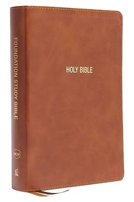 Picture of Nkjv, Foundation Study Bible, Large Print, Leathersoft, Brown, Red Letter, Thumb Indexed, Comfort Print