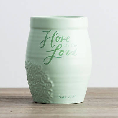 Picture of Stoneware Vase Crock Hope In The Lord Psalm 37:34 (6.5 x4.5)