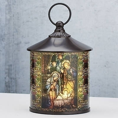 Picture of Stained Glass Nativity LED Lantern 7"