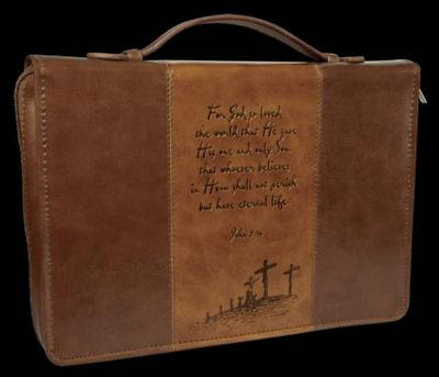 Picture of Brown Tan Bible Cover LuxLeather John 3:16