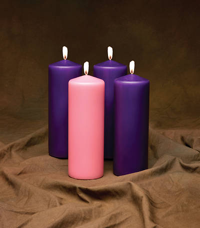 Picture of Emkay Advent Pillar Candle Set 9" X 3" - 3 Purple, 1 Pink