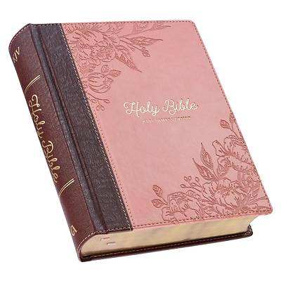 Picture of KJV Note-Taking Bible Two-Tone Pink/Brown Floral Faux Leather