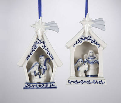 Picture of Delft Blue Nativity Ornament 4" (2 Various Designs)