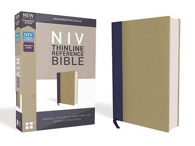 Picture of NIV, Thinline Reference Bible, Cloth Over Board, Blue/Tan, Red Letter Edition, Comfort Print