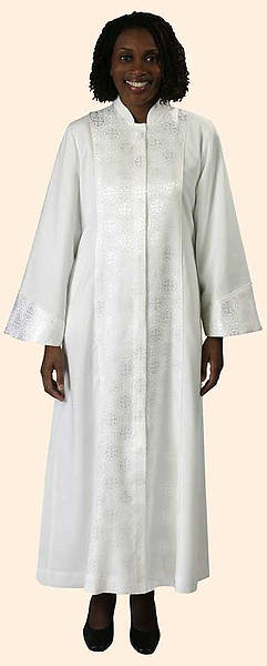 Picture of Celeste 3 Lin-Weave Robe with White Royalty Accent and White Cording White - 5'6" - 5'8" - 37" - 42" - 33"