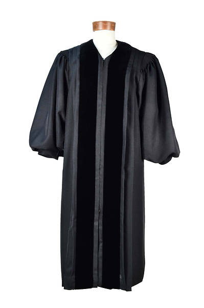 Picture of Women's Black Liberty Traditional Style Robe with Black Velvet Panels