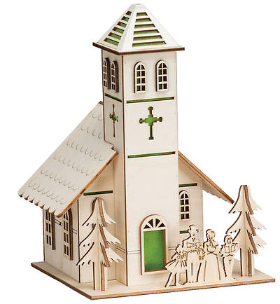 Picture of 9" LED Wooden Church