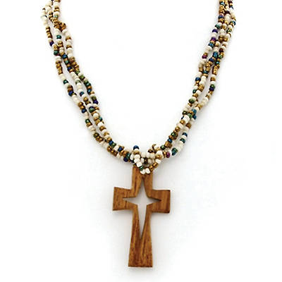 Picture of Java Beaded Necklace - Wood Cross
