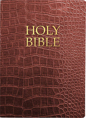 Picture of Kjver Holy Bible, Large Print, Walnut Alligator Bonded Leather, Thumb Index