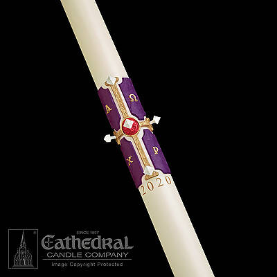 Picture of Cathedral Cross of the Lamb Paschal Candle 1-1/2" x 34"