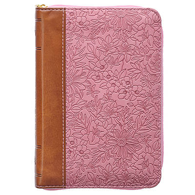 Picture of KJV Pocket Bible Two-Tone Pink/Brown with Zipper Faux Leather