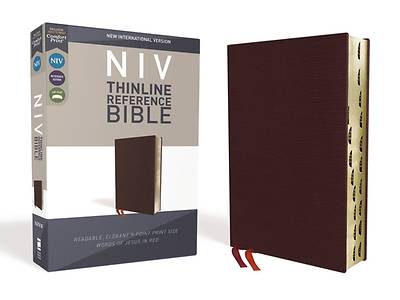 Picture of NIV, Thinline Reference Bible, Bonded Leather, Burgundy, Red Letter Edition, Indexed, Comfort Print