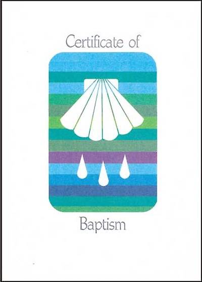 Picture of Contemporary Full-Color Adult Baptism Flat Certificate with Seashell and Water Drops (Package of 12)