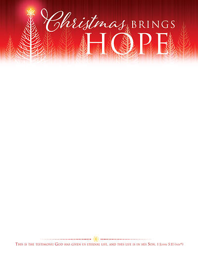 Picture of Christmas Brings Hope Letterhead 1 John 5:11 NIV