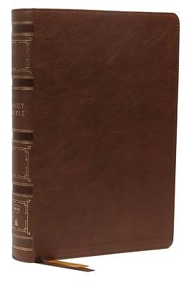 Picture of Nkjv, Single-Column Wide-Margin Reference Bible, Leathersoft, Brown, Red Letter, Thumb Indexed, Comfort Print