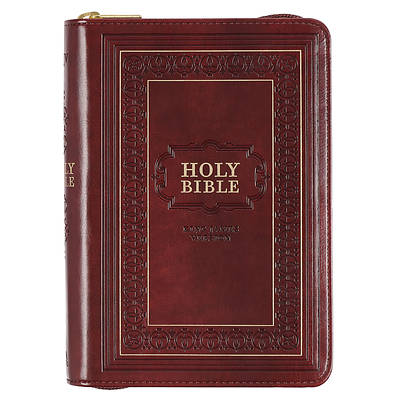 Picture of KJV Large Print Compact Bible Burgundy with Zipper Faux Leather