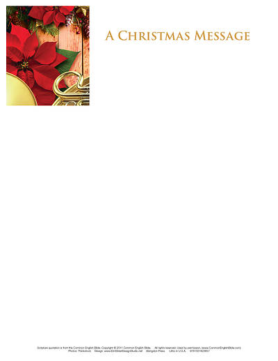 Picture of Christmas Poinsettia and Music Letterhead (Pkg of 50)