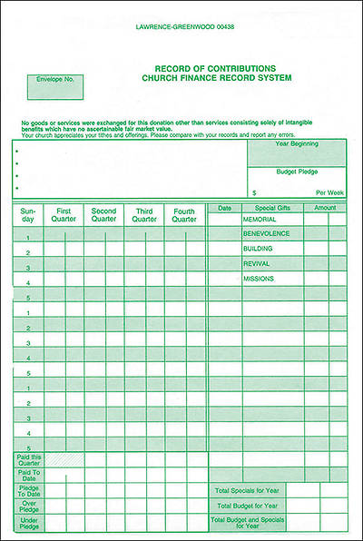 Picture of Record of Contributions Form