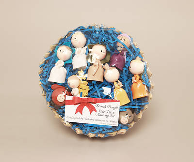 Picture of 9 Piece Nativity Set in Basket - Mexico