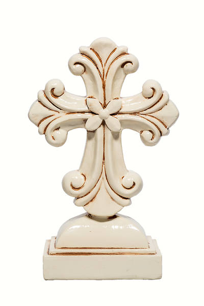 Picture of White Glazed Resin Table Cross 10"