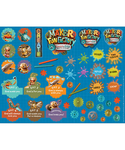 Picture of Vacation Bible School (VBS) 2017 Maker Fun Factory Maker Fun Factory Theme Sticker Sheets (Pkg. of 10 sheets)