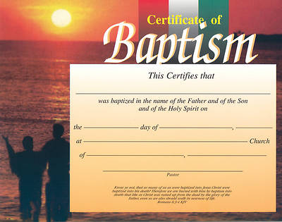 Picture of Sunset Baptism Certificate