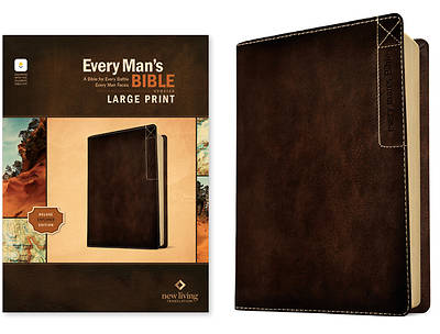 NLT Every Man's Bible, Large Print, Filament Enabled, Deluxe Explorer Edition (Leatherlike, Rustic Brown, Red Letter)