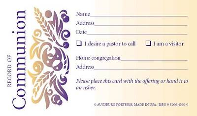 Picture of Record of Communion (Communion Registration Card): (Package of 100)