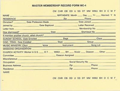 Picture of Master Membership Record MC-4 Package of 100
