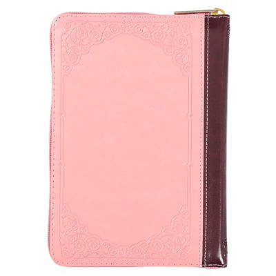Picture of KJV Compact Bible Two-Tone Pink/Burgandy with Zipper Faux Leather